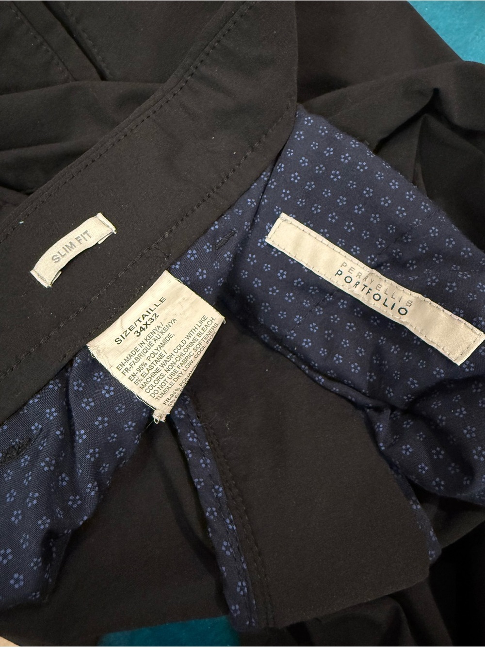 34x32 Perry Ellis Portfolio Men's Black Slim Fit Versatile Tech Dress Pants